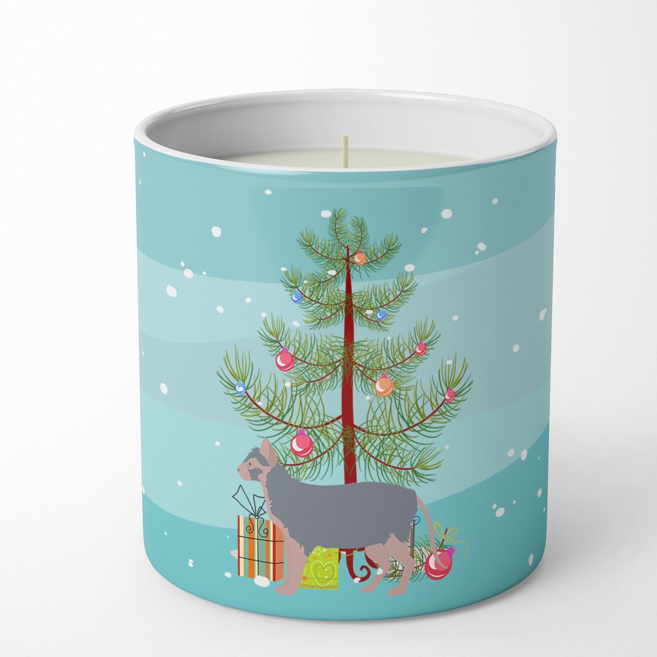 Lykoi Cat Merry Christmas Decorative Soy Candle Nature Soy Wax Essential Oil Home Decor Ideal for Bedroom Kitchen Bath Office Gift, 10 oz
