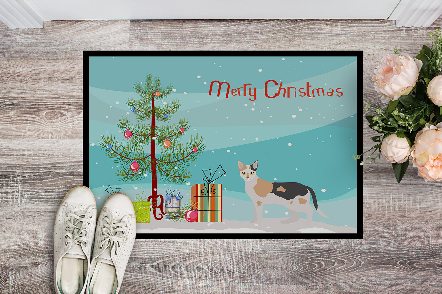 Malayan Cat Christmas Doormat Indoor Outdoor 18H X 27W Front Door Mat Rugs for Entryway, Non Slip Washable