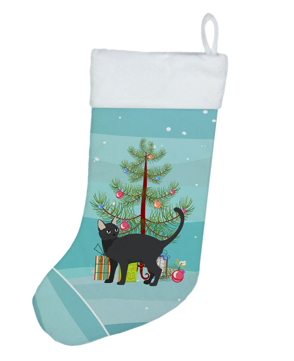 Malayan Cat Christmas Holiday Stocking Double-Sided Print, Polyester Suede,11x18, Made in USA