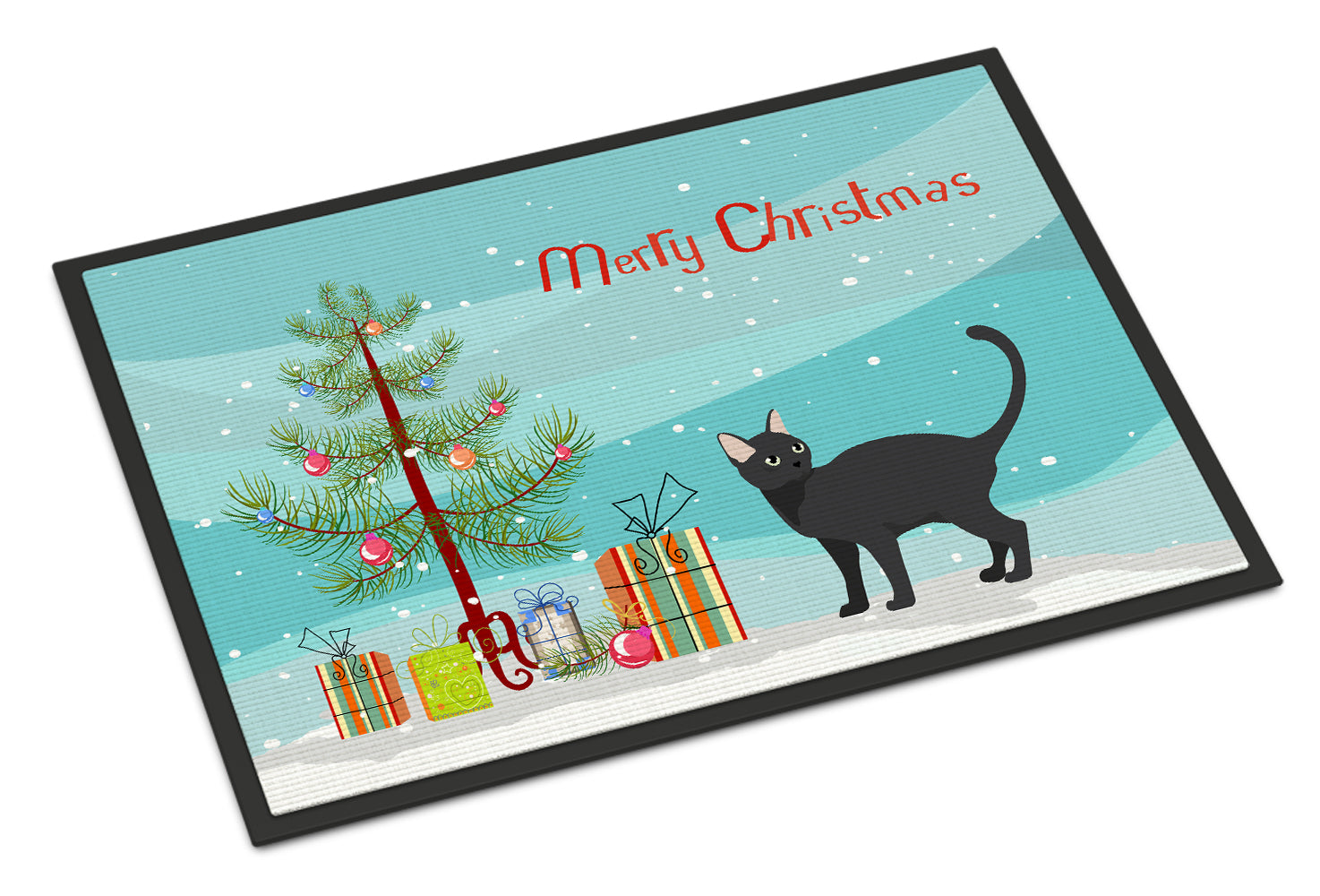 Malayan Cat Christmas Doormat Indoor Outdoor 24H X 36W Front Door Mat Rugs for Entryway, Non Slip Washable Low Pile,