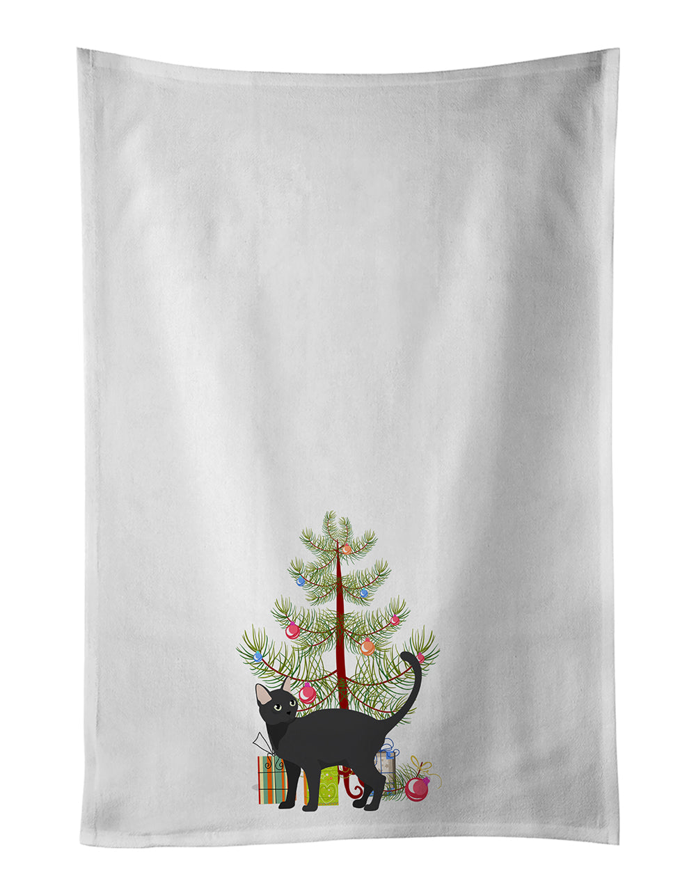 Malayan Cat Christmas Kitchen Towel Set of 2 White Dish Towels Decorative Bathroom Hand towel for Hand, Face, Hair, Yoga, Tea, Dishcloth, 19 X 28", White