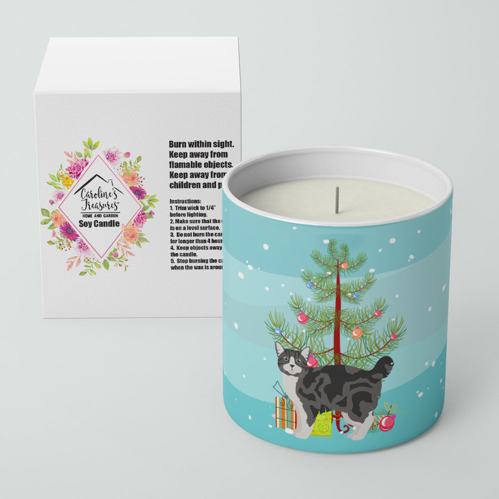 Manx Cat Christmas Decorative Soy Candle Nature Soy Wax Essential Oil Home Decor Ideal for Bedroom Kitchen Bath Office Gift, 10 oz