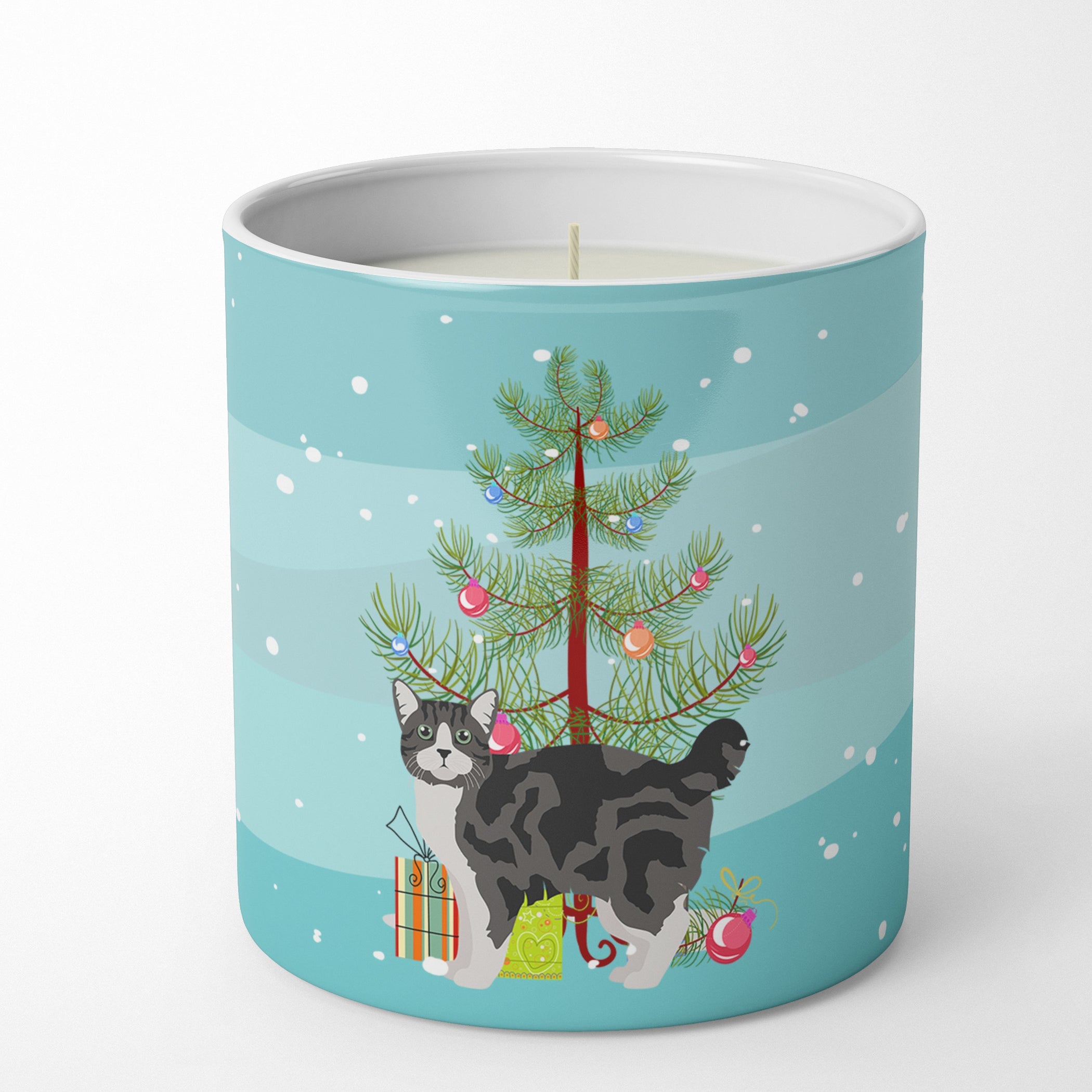 Manx Cat Christmas Decorative Soy Candle Nature Soy Wax Essential Oil Home Decor Ideal for Bedroom Kitchen Bath Office Gift, 10 oz