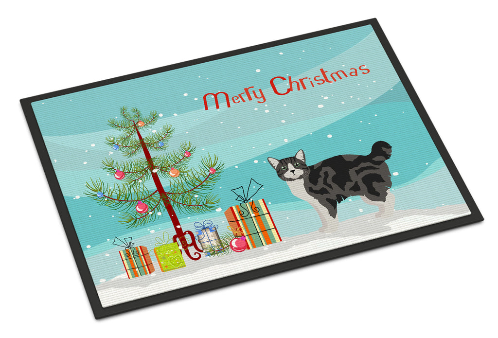 Manx Cat Christmas Doormat Indoor Outdoor 24H X 36W Front Door Mat Rugs for Entryway, Non Slip Washable Low Pile,