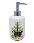 Manx Cat Christmas Ceramic Soap Dispenser , Empty Refillable Hand Soap Pump Bottle for Bathroom Kitchen