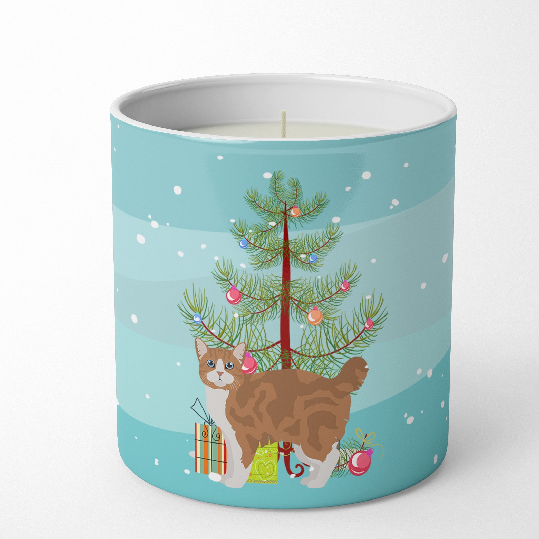 Manx Cat Christmas Decorative Soy Candle Nature Soy Wax Essential Oil Home Decor Ideal for Bedroom Kitchen Bath Office Gift, 10 oz