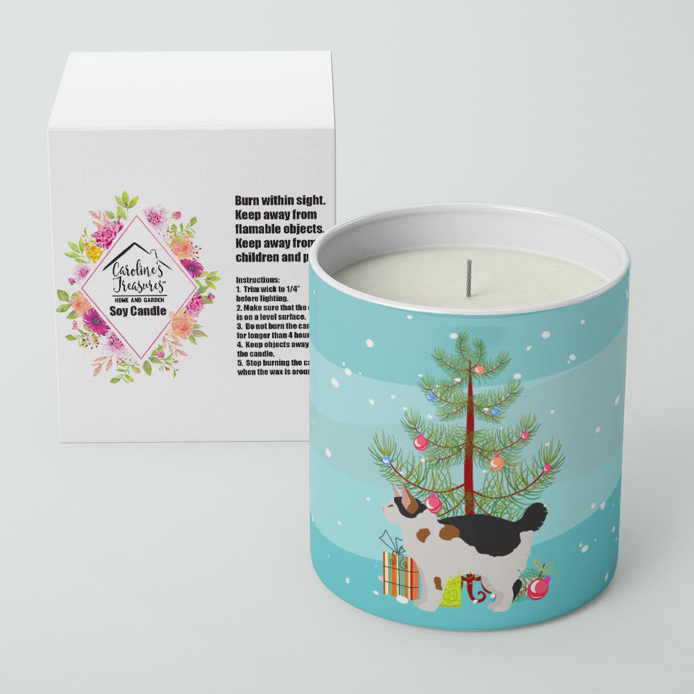 Manx Cat Christmas Decorative Soy Candle Nature Soy Wax Essential Oil Home Decor Ideal for Bedroom Kitchen Bath Office Gift, 10 oz