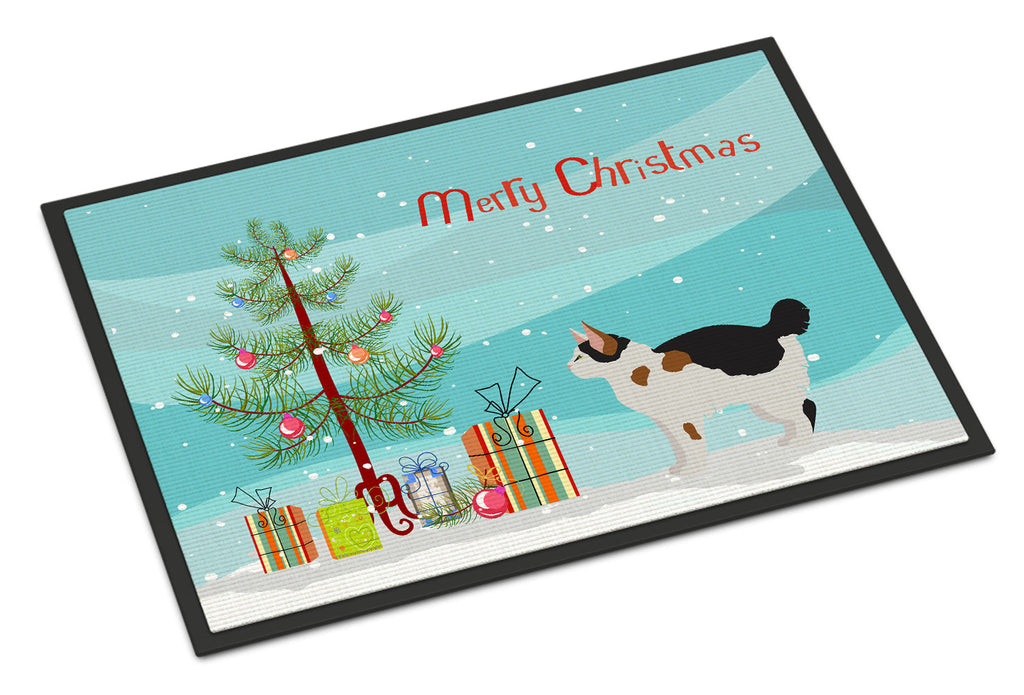 Manx Cat Christmas Doormat Indoor Outdoor 24H X 36W Front Door Mat Rugs for Entryway, Non Slip Washable Low Pile,