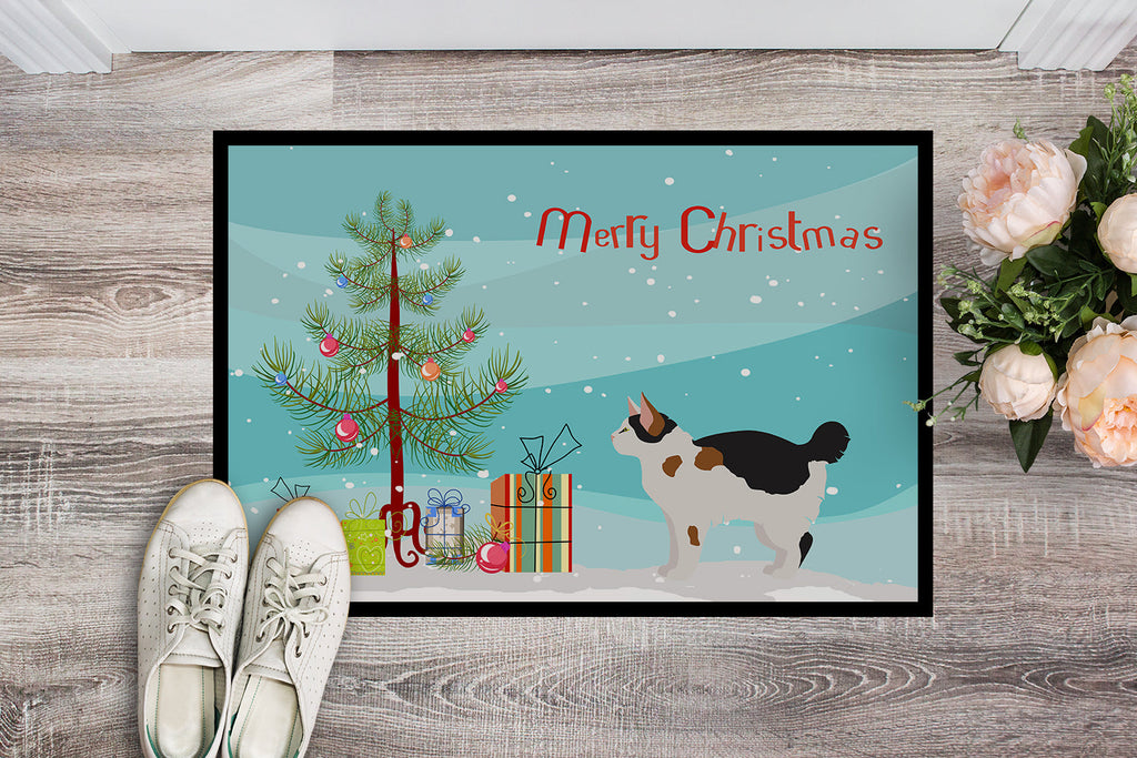 Manx Cat Christmas Doormat Indoor Outdoor 18H X 27W Front Door Mat Rugs for Entryway, Non Slip Washable