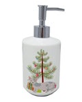Minskin Cat Christmas Ceramic Soap Dispenser , Empty Refillable Hand Soap Pump Bottle for Bathroom Kitchen
