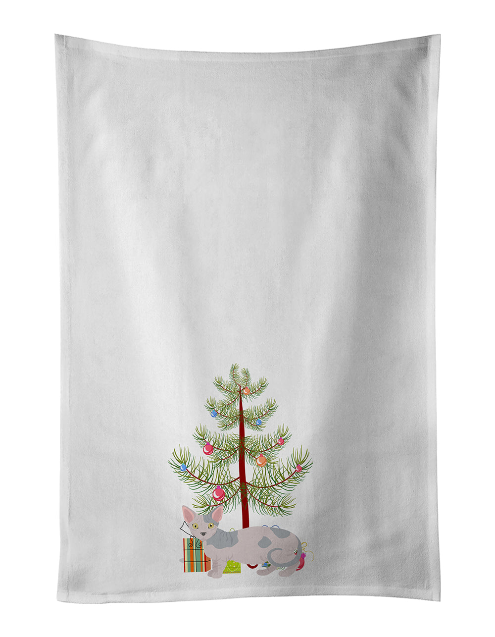 Minskin Cat Christmas Kitchen Towel Set of 2 White Dish Towels Decorative Bathroom Hand towel for Hand, Face, Hair, Yoga, Tea, Dishcloth, 19 X 28", White