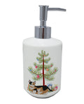 Munchkin Cat Christmas Ceramic Soap Dispenser , Empty Refillable Hand Soap Pump Bottle for Bathroom Kitchen