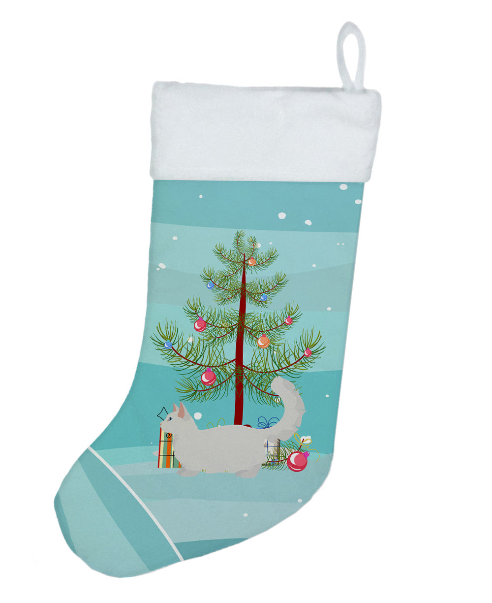 Munchkin Cat Christmas Holiday Stocking Double-Sided Print, Polyester Suede,11x18, Made in USA