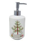 Munchkin Cat Christmas Ceramic Soap Dispenser , Empty Refillable Hand Soap Pump Bottle for Bathroom Kitchen