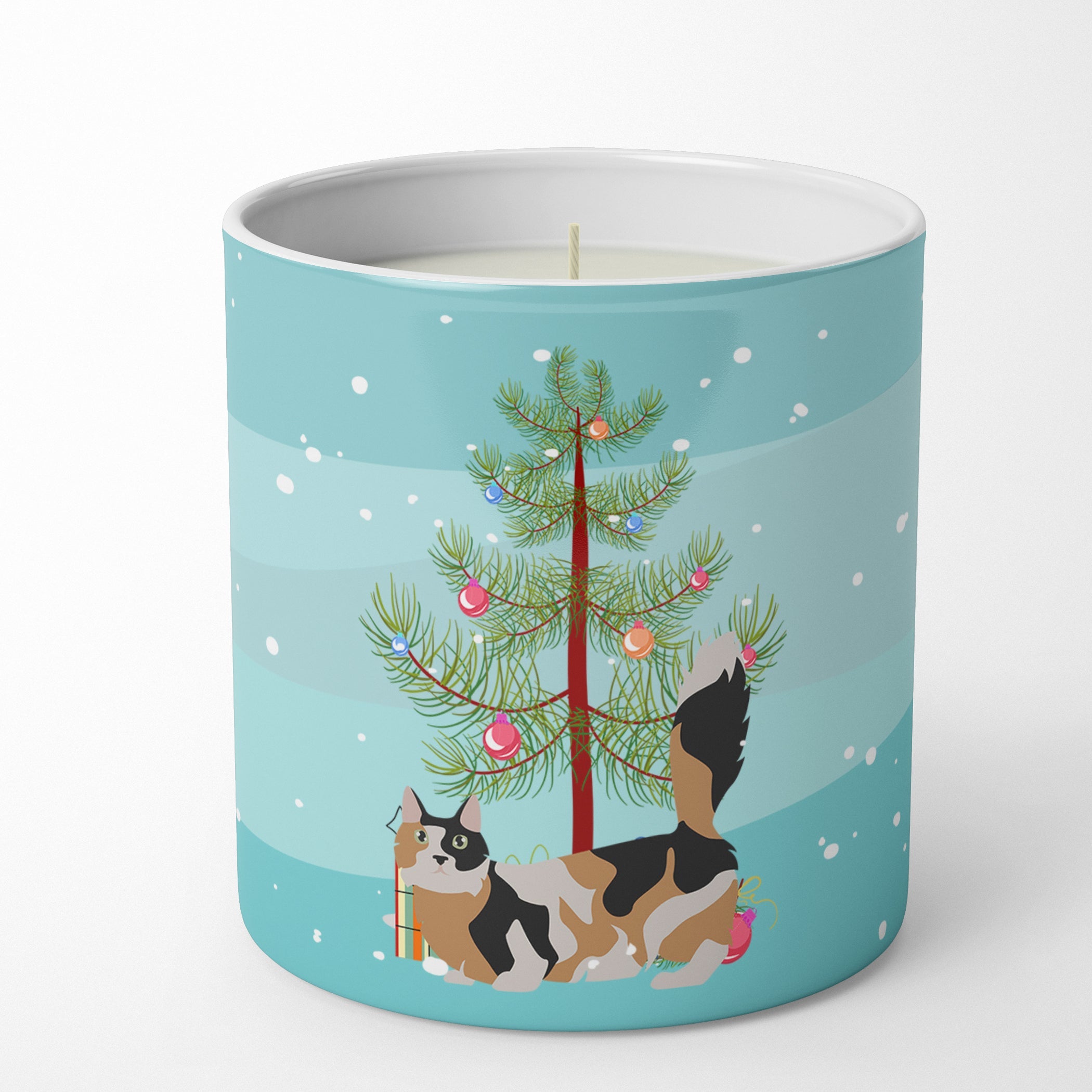 Munchkin Cat Christmas Decorative Soy Candle Nature Soy Wax Essential Oil Home Decor Ideal for Bedroom Kitchen Bath Office Gift, 10 oz