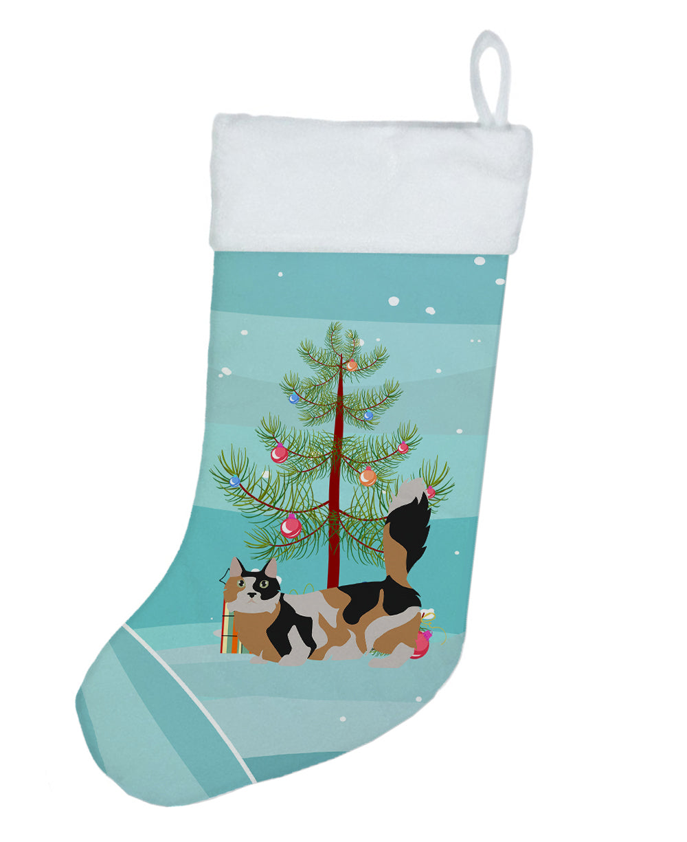 Munchkin Cat Christmas Holiday Stocking Double-Sided Print, Polyester Suede,11x18, Made in USA