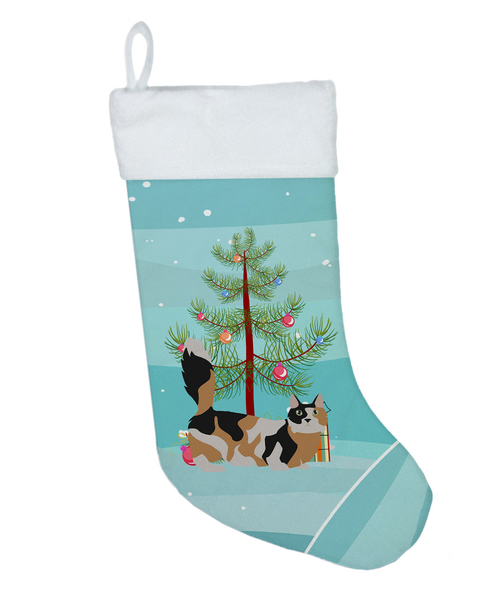 Munchkin Cat Christmas Holiday Stocking Double-Sided Print, Polyester Suede,11x18, Made in USA