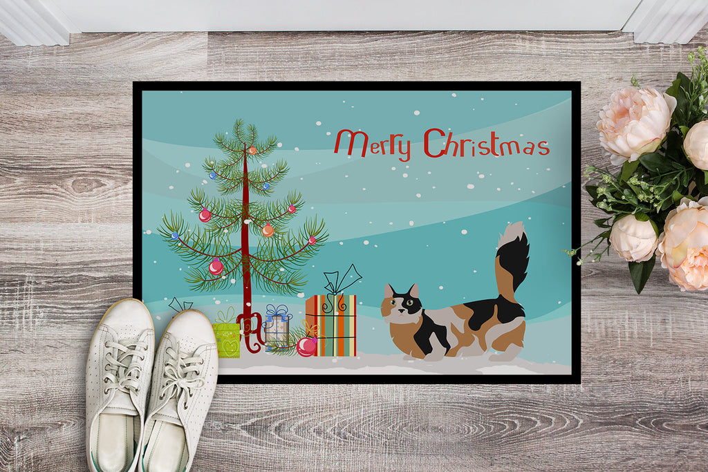 Munchkin Cat Christmas Doormat Indoor Outdoor 18H X 27W Front Door Mat Rugs for Entryway, Non Slip Washable