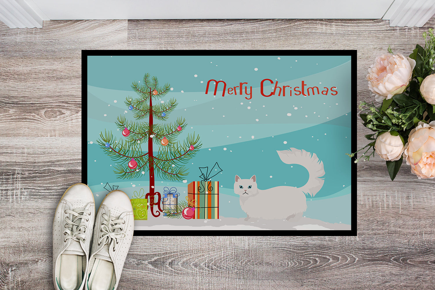 Napoleon Cat Christmas Doormat Indoor Outdoor 24H X 36W Front Door Mat Rugs for Entryway, Non Slip Washable Low Pile,