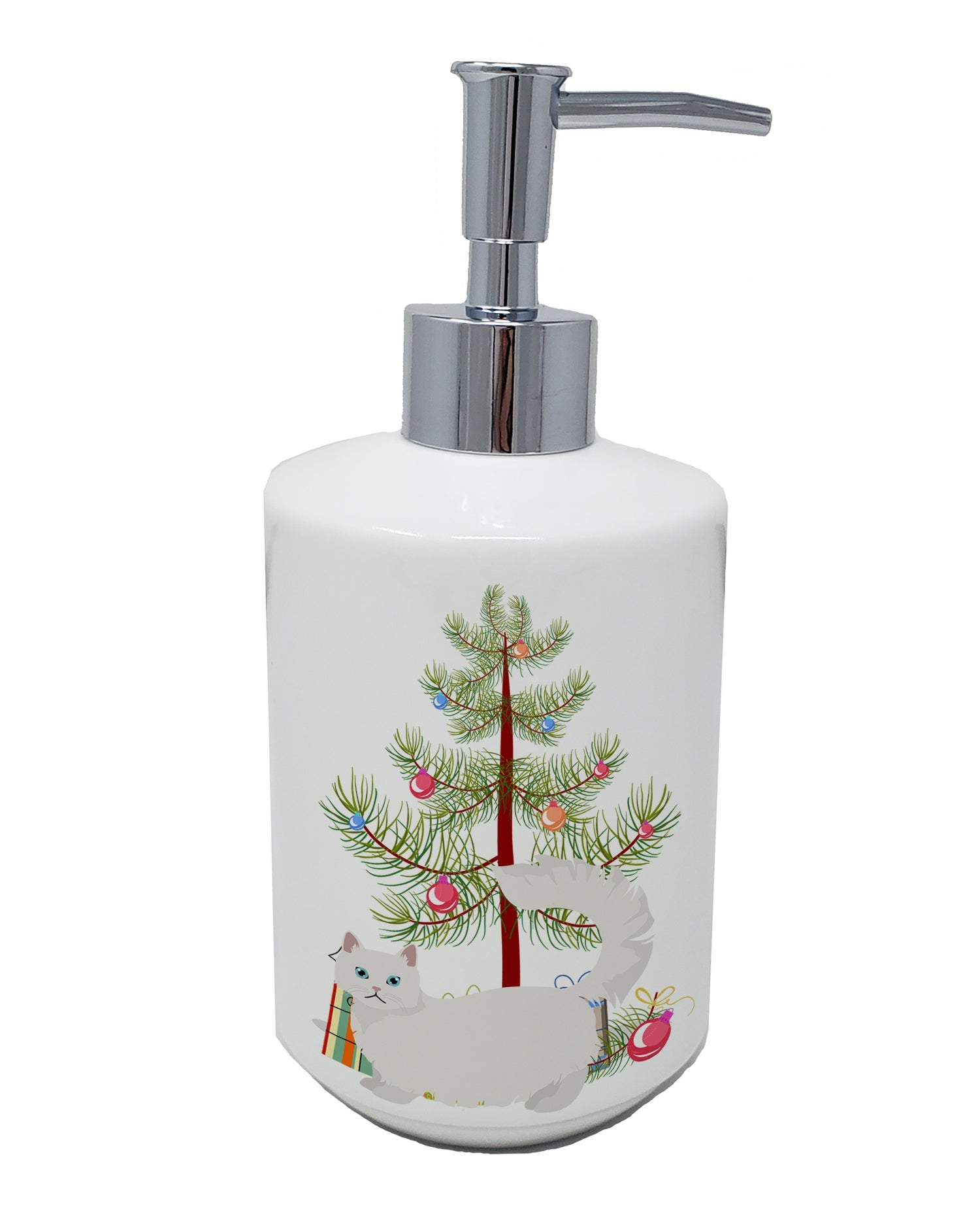 Napoleon Cat Christmas Ceramic Soap Dispenser , Empty Refillable Hand Soap Pump Bottle for Bathroom Kitchen