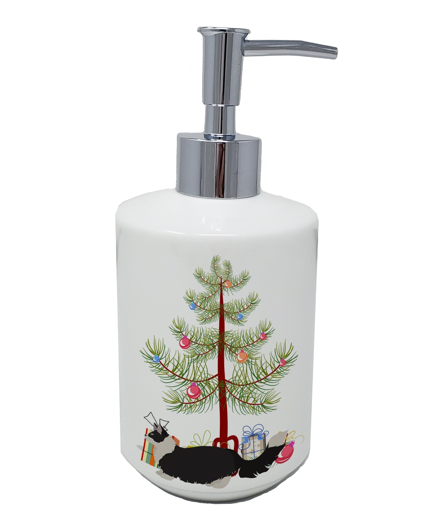 Napoleon Cat Christmas Ceramic Soap Dispenser , Empty Refillable Hand Soap Pump Bottle for Bathroom Kitchen