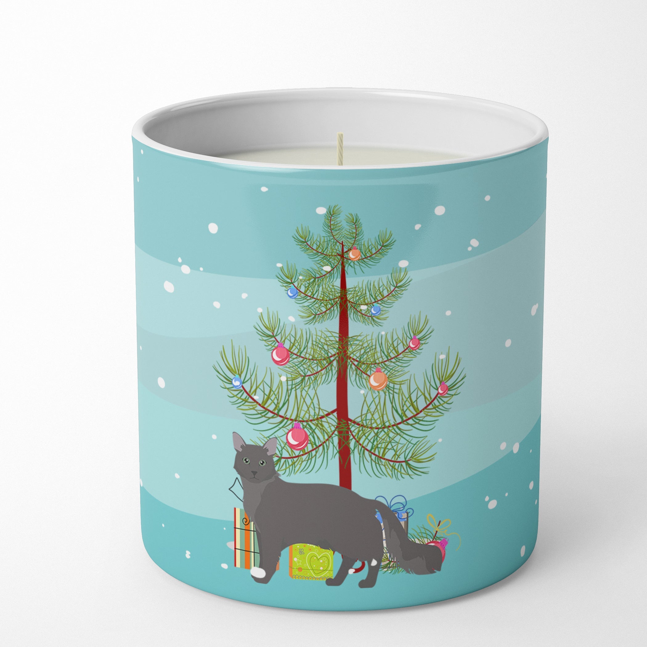 Nebelung Cat Christmas Decorative Soy Candle Nature Soy Wax Essential Oil Home Decor Ideal for Bedroom Kitchen Bath Office Gift, 10 oz