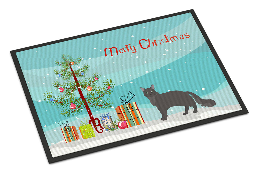 Nebelung Cat Christmas Doormat Indoor Outdoor 18H X 27W Front Door Mat Rugs for Entryway, Non Slip Washable