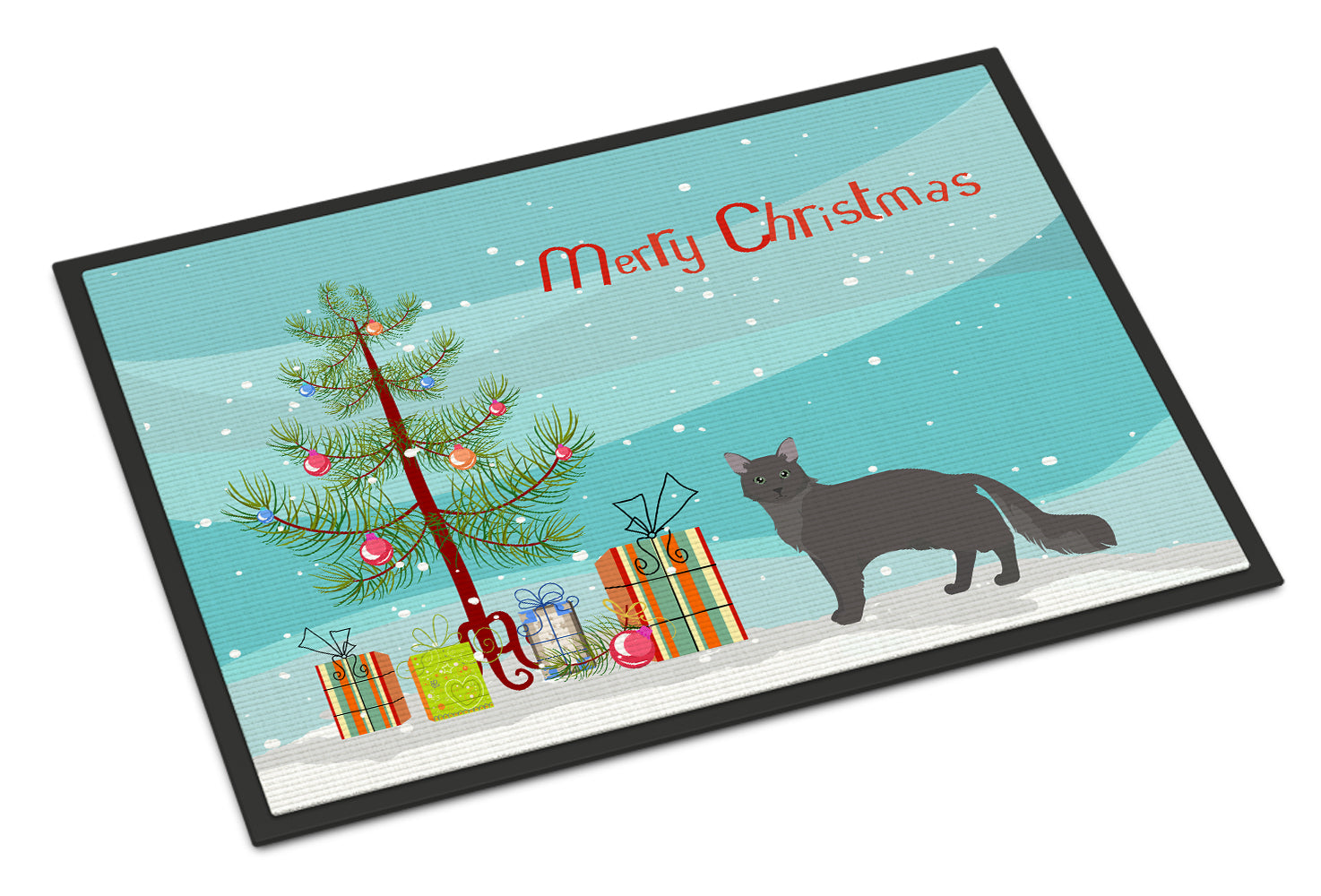 Nebelung Cat Christmas Doormat Indoor Outdoor 18H X 27W Front Door Mat Rugs for Entryway, Non Slip Washable