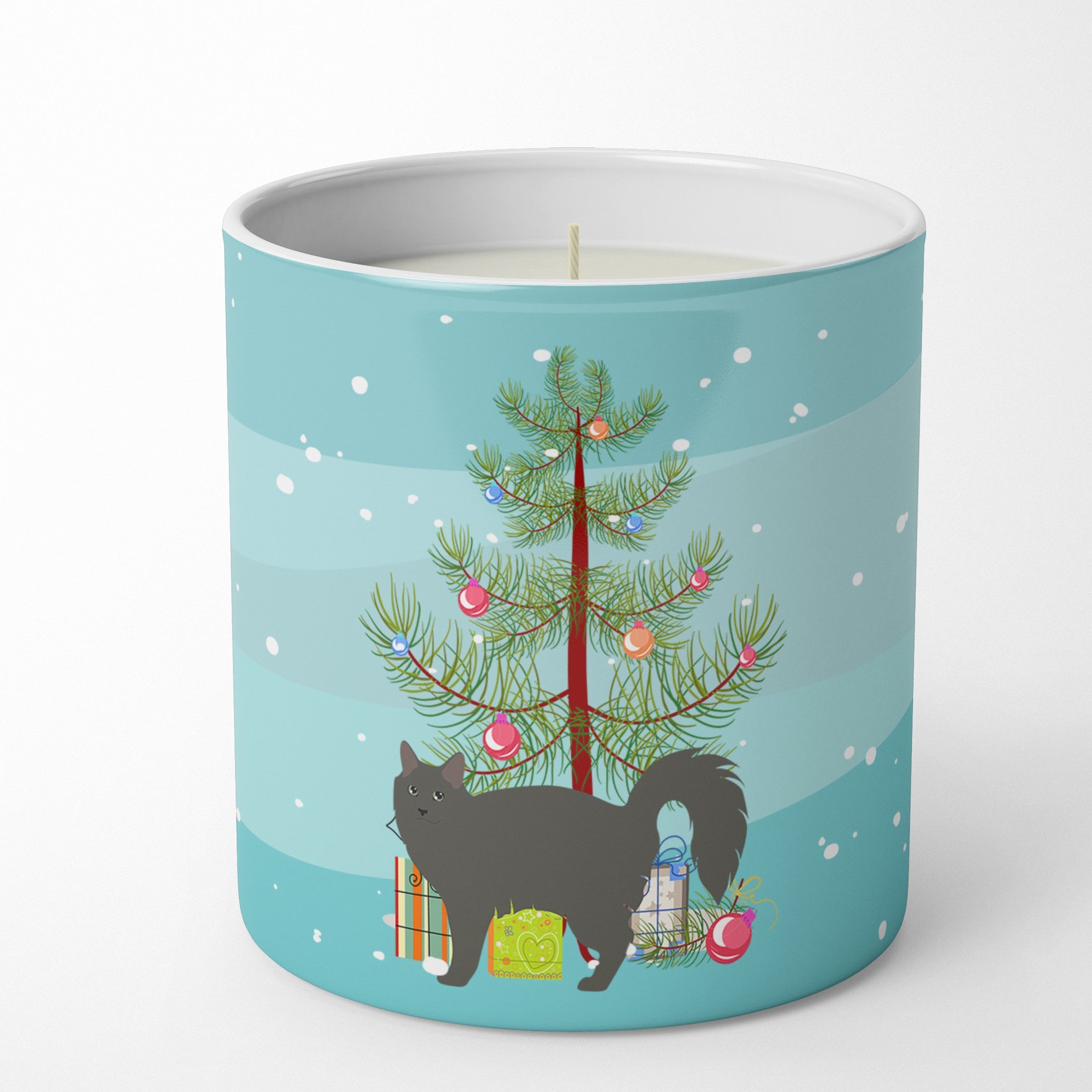 Nebelung Cat Christmas Decorative Soy Candle Nature Soy Wax Essential Oil Home Decor Ideal for Bedroom Kitchen Bath Office Gift, 10 oz