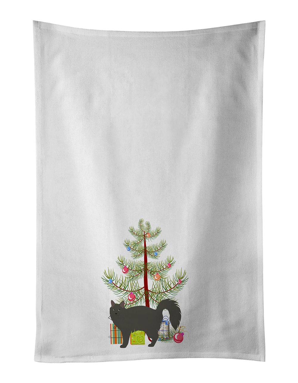 Nebelung Cat Christmas Kitchen Towel Set of 2 White Dish Towels Decorative Bathroom Hand towel for Hand, Face, Hair, Yoga, Tea, Dishcloth, 19 X 28", White