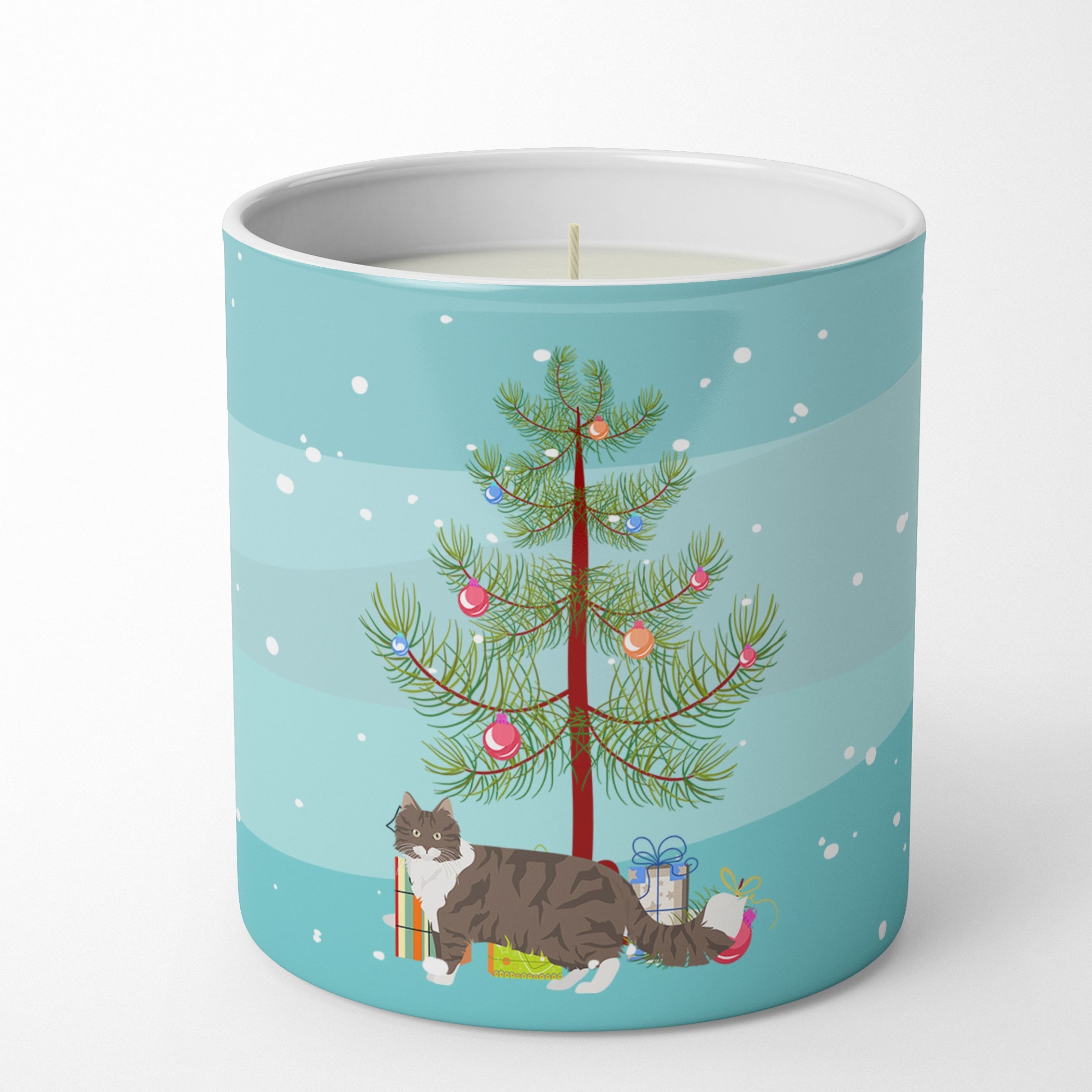 Norwegian Forest Cat Christmas Decorative Soy Candle Nature Soy Wax Essential Oil Home Decor Ideal for Bedroom Kitchen Bath Office Gift, 10 oz