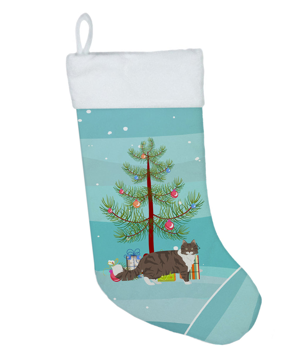 Norwegian Forest Cat Christmas Holiday Stocking Double-Sided Print, Polyester Suede,11x18, Made in USA