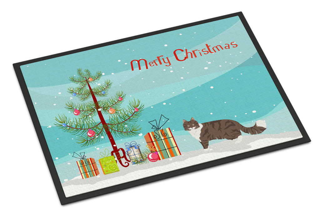 Norwegian Forest Cat Christmas Doormat Indoor Outdoor 24H X 36W Front Door Mat Rugs for Entryway, Non Slip Washable Low Pile,