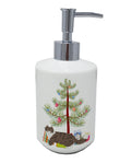 Norwegian Forest Cat Christmas Ceramic Soap Dispenser , Empty Refillable Hand Soap Pump Bottle for Bathroom Kitchen