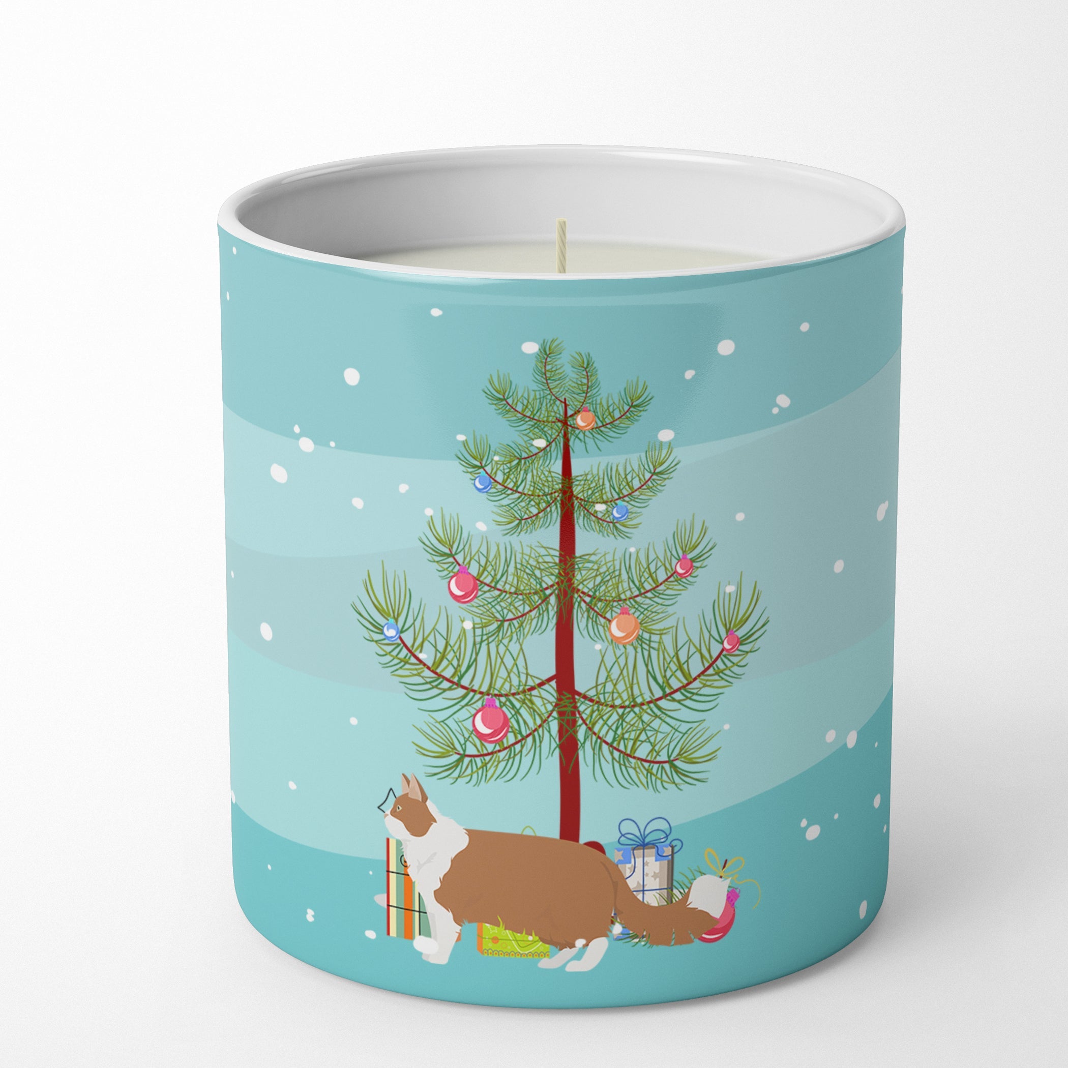 Norwegian Forest Cat Christmas Decorative Soy Candle Nature Soy Wax Essential Oil Home Decor Ideal for Bedroom Kitchen Bath Office Gift, 10 oz