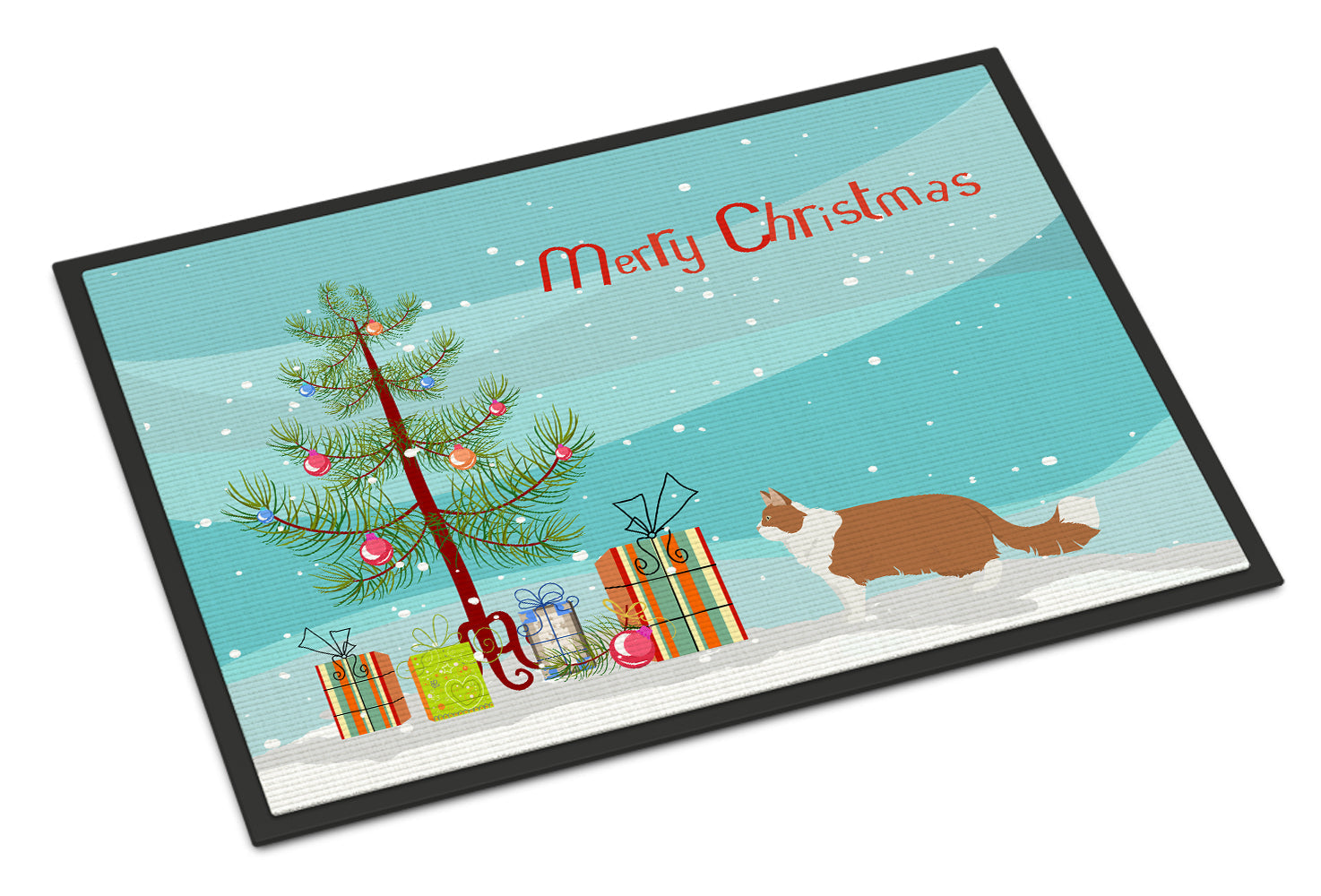 Norwegian Forest Cat Christmas Doormat Indoor Outdoor 24H X 36W Front Door Mat Rugs for Entryway, Non Slip Washable Low Pile,