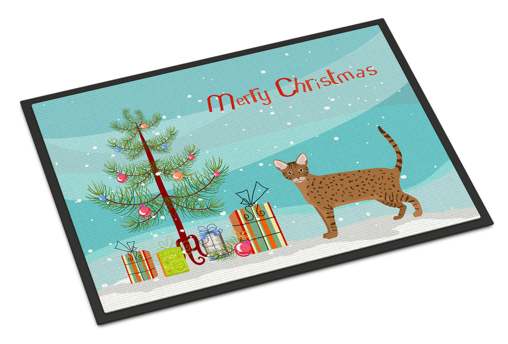 Ocicat Cat Christmas Doormat Indoor Outdoor 18H X 27W Front Door Mat Rugs for Entryway, Non Slip Washable