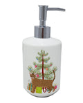 Ocicat Cat Christmas Ceramic Soap Dispenser , Empty Refillable Hand Soap Pump Bottle for Bathroom Kitchen