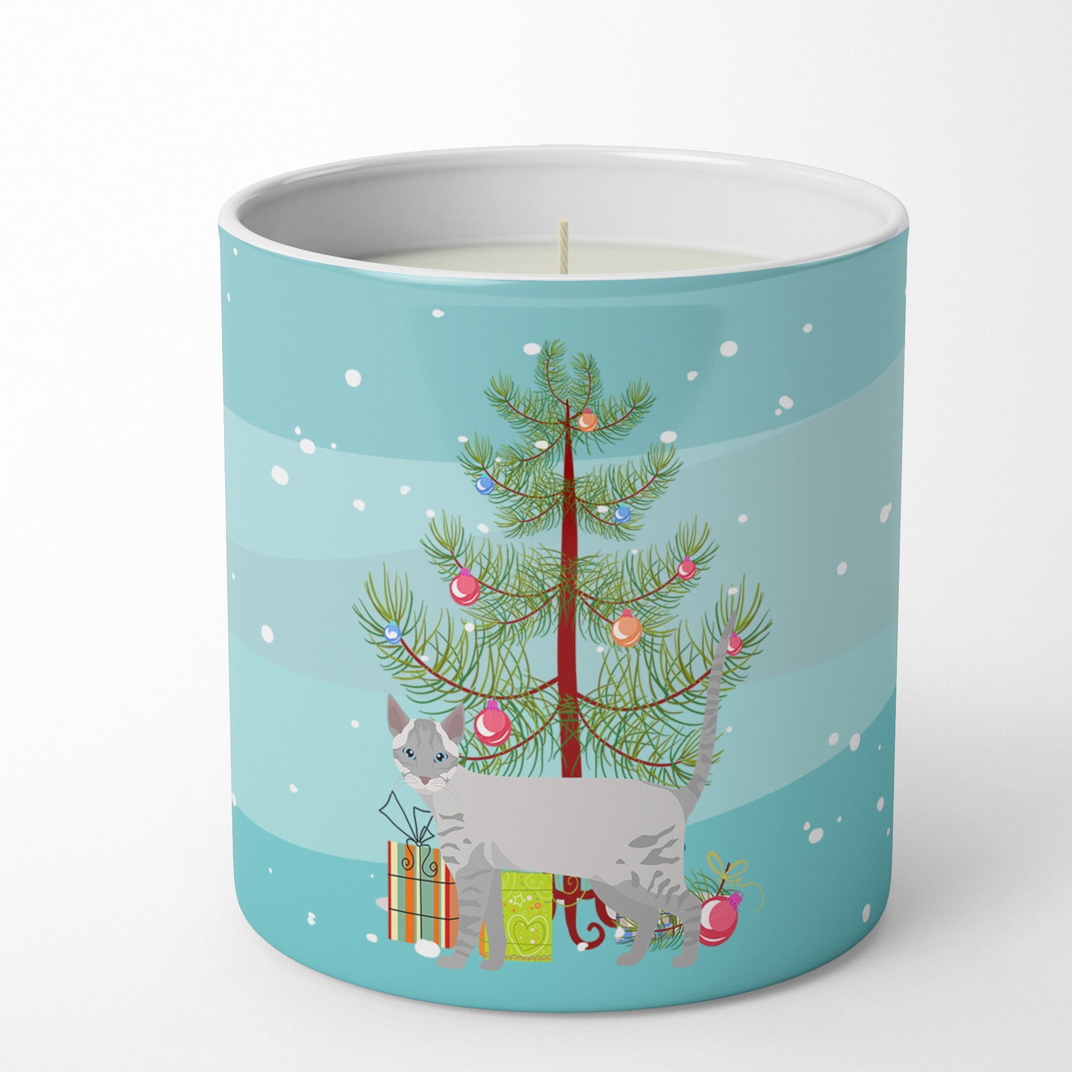 Ojos Azules Cat Christmas Decorative Soy Candle Nature Soy Wax Essential Oil Home Decor Ideal for Bedroom Kitchen Bath Office Gift, 10 oz