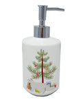 Oregon Rex Cat Christmas Ceramic Soap Dispenser , Empty Refillable Hand Soap Pump Bottle for Bathroom Kitchen