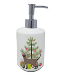 Oriental Bicolor Cat Christmas Ceramic Soap Dispenser , Empty Refillable Hand Soap Pump Bottle for Bathroom Kitchen