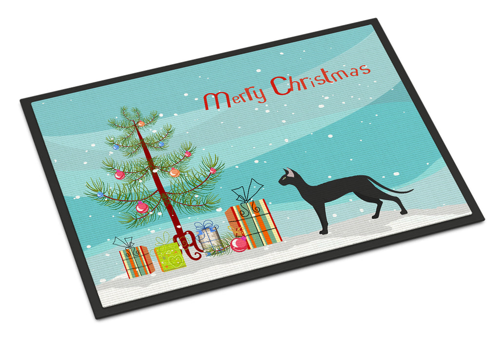 Oriental Shorthair Cat Christmas Doormat Indoor Outdoor 18H X 27W Front Door Mat Rugs for Entryway, Non Slip Washable