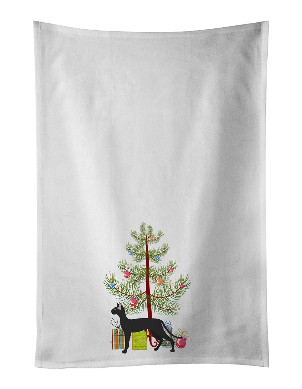 Oriental Shorthair Cat Christmas Kitchen Towel Set of 2 White Dish Towels Decorative Bathroom Hand towel for Hand, Face, Hair, Yoga, Tea, Dishcloth, 19 X 28", White