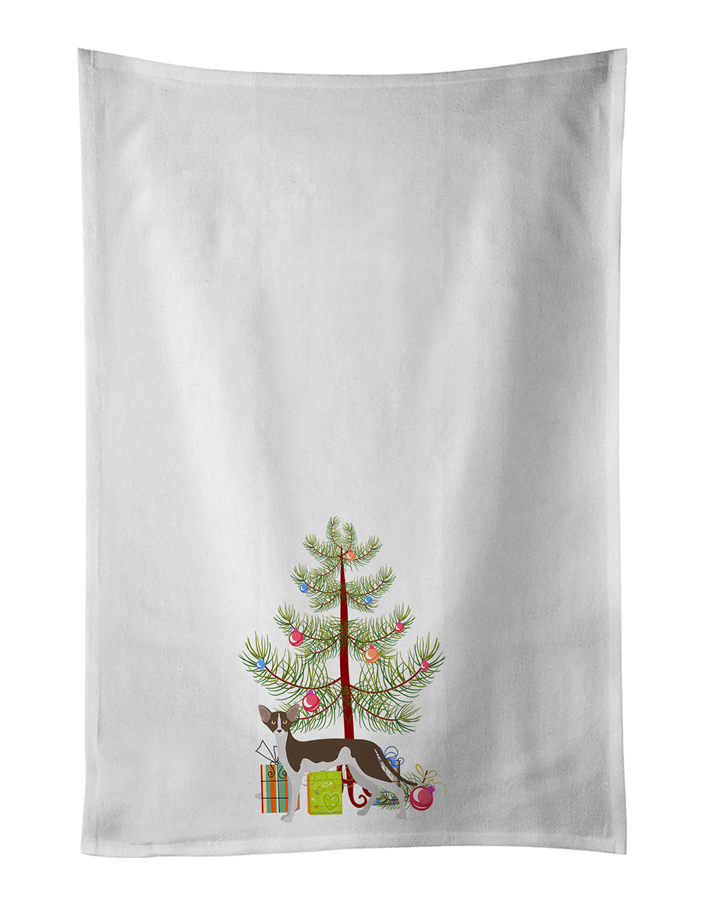Oriental Shorthair Cat Christmas Kitchen Towel Set of 2 White Dish Towels Decorative Bathroom Hand towel for Hand, Face, Hair, Yoga, Tea, Dishcloth, 19 X 28", White