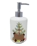 Owyhee Bob Cat Christmas Ceramic Soap Dispenser , Empty Refillable Hand Soap Pump Bottle for Bathroom Kitchen