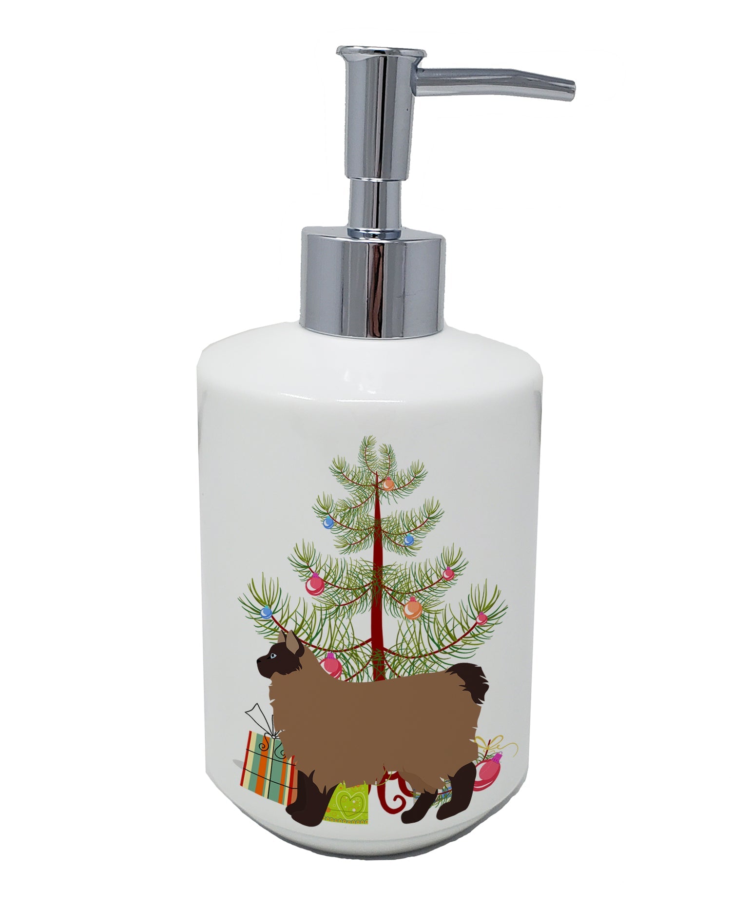 Owyhee Bob Cat Christmas Ceramic Soap Dispenser , Empty Refillable Hand Soap Pump Bottle for Bathroom Kitchen