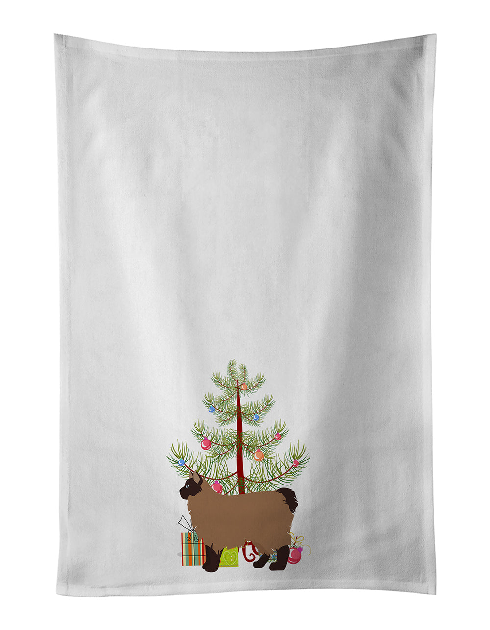 Owyhee Bob Cat Christmas Kitchen Towel Set of 2 White Dish Towels Decorative Bathroom Hand towel for Hand, Face, Hair, Yoga, Tea, Dishcloth, 19 X 28", White
