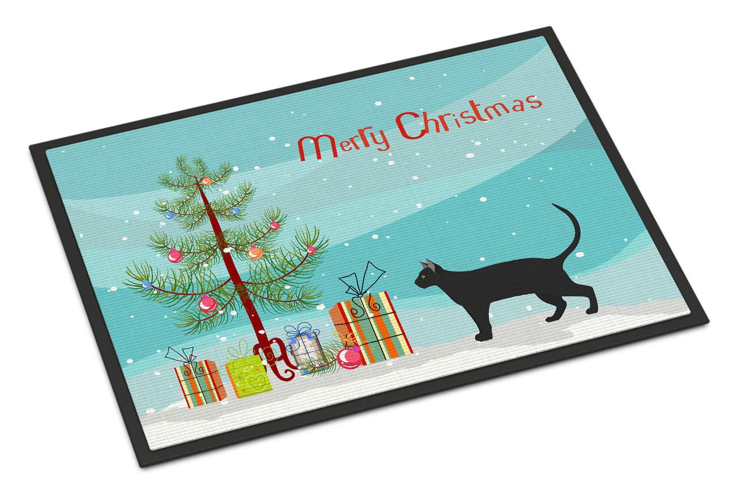 Pantherette Cat Christmas Doormat Indoor Outdoor 18H X 27W Front Door Mat Rugs for Entryway, Non Slip Washable