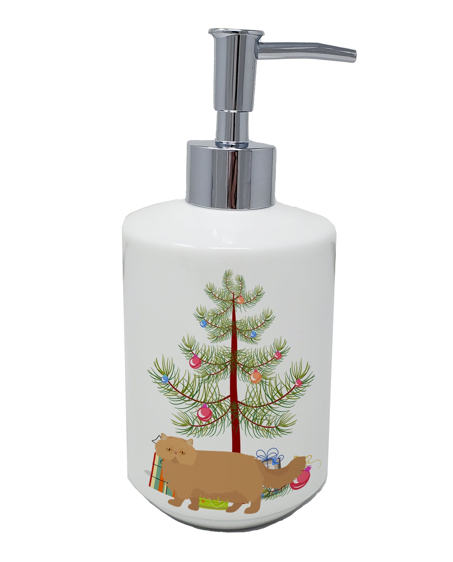 Persian Modern Cat Christmas Ceramic Soap Dispenser , Empty Refillable Hand Soap Pump Bottle for Bathroom Kitchen