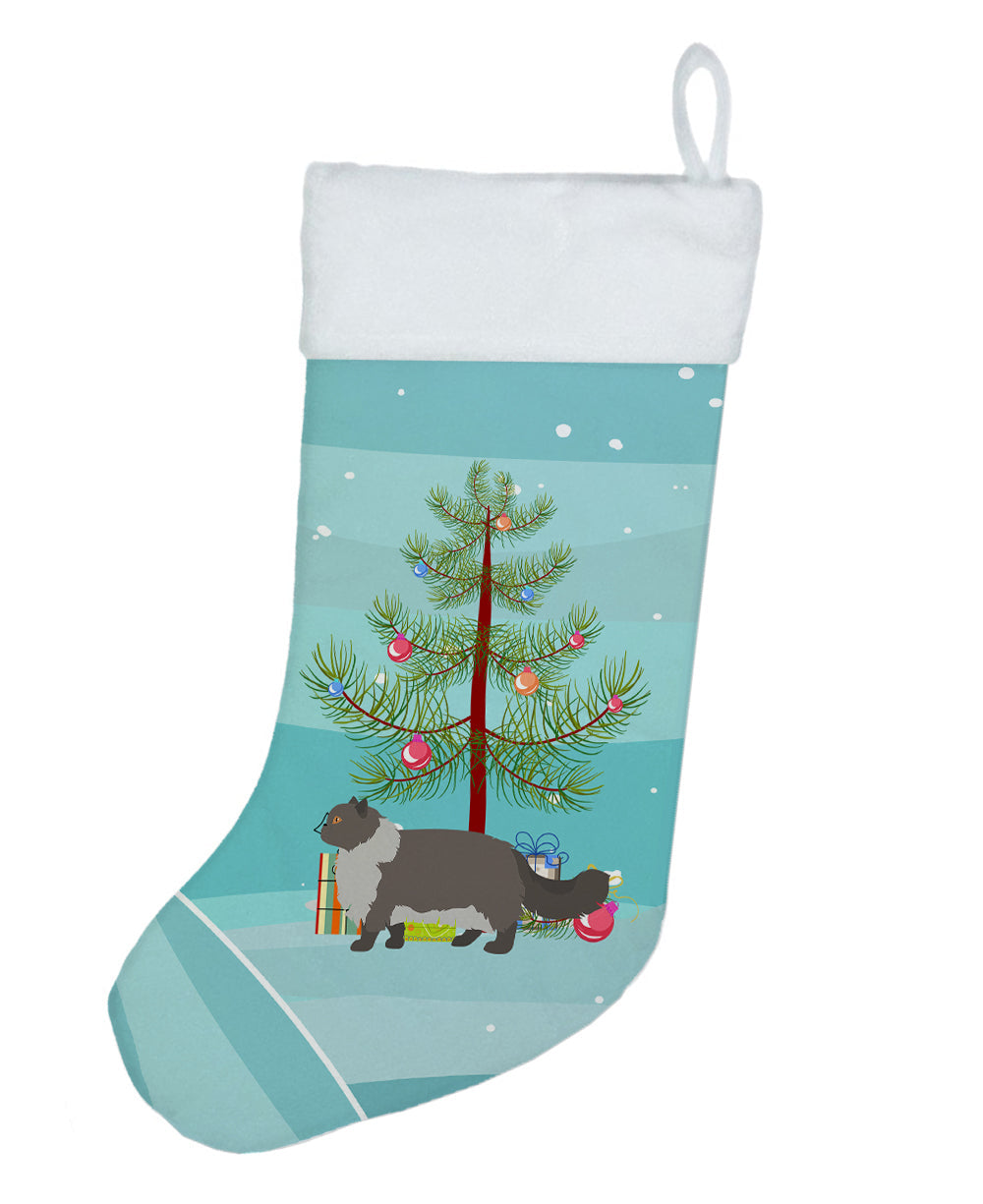 Persian Modern Cat Christmas Holiday Stocking Double-Sided Print, Polyester Suede,11x18, Made in USA